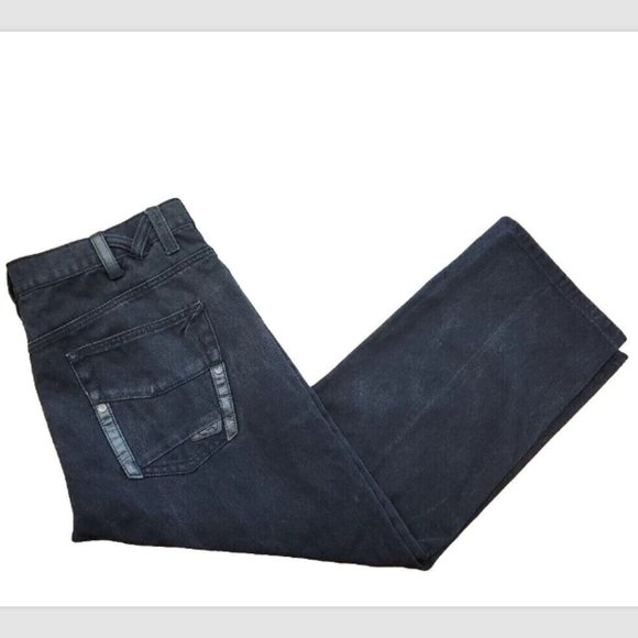 Vtg 90s Marc Buchanan Hip Hop Denim Jeans Leather trim pockets - Picture 3 of 14